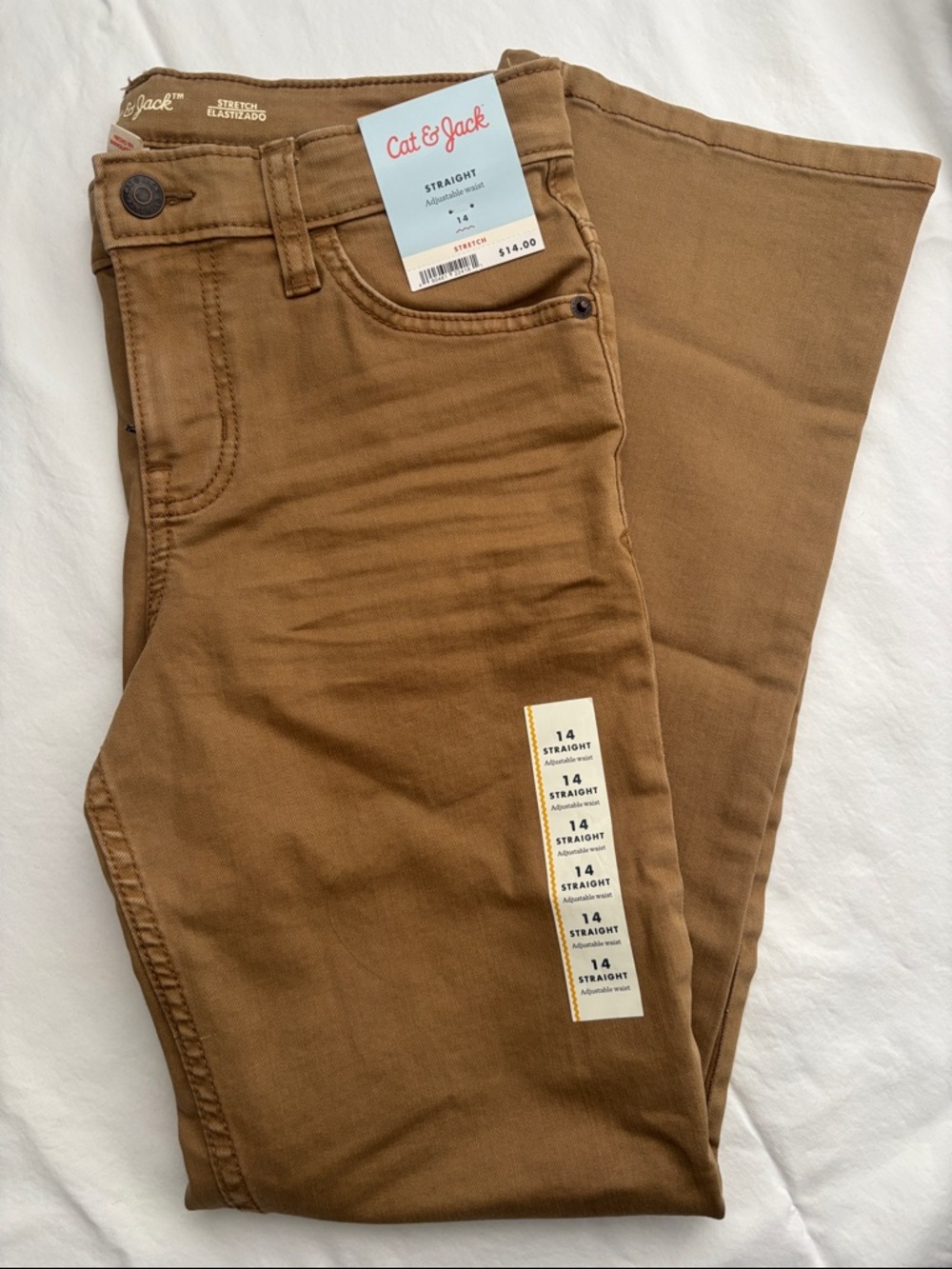 Cat & Jack Straight, Adjustable Waist Jeans Boys 14